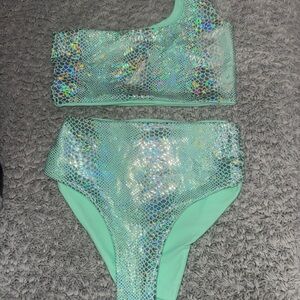 Holographic Mint Two-Piece Bikini Set